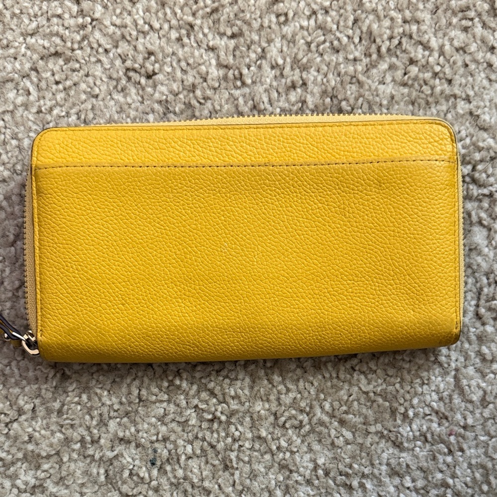 kate spade Embossed Logo Yellow Zip Wallet - Picture 3 of 3